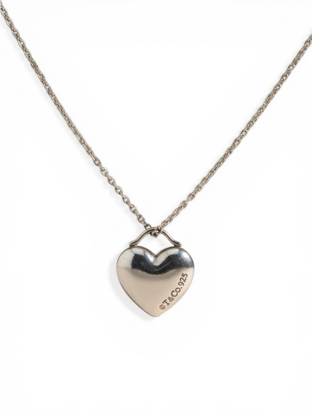 Tiffany & Co. Puff Heart 925 Sterling Silver Pendant Necklace - Vintage (90s)